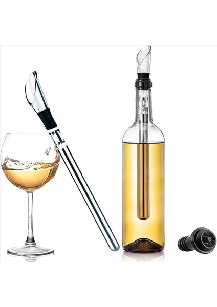 4pcs Şarap Soğutucu Şarap Şişesi Soğutucu Paslanmaz Çelik Şarap Sopa Sopa Şarap Dahası Şarap Havalandırıcısı (Yurt Dışından) modelleri