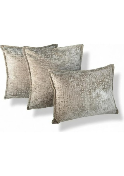 Kırlent İthal Kadife Kumaş 3'lü Set - Yumuşak Dokulu Dekoratif Özel Tasarım Kırlent Kılıfı - S8