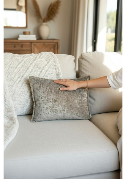 Kırlent İthal Kadife Kumaş 3'lü Set - Yumuşak Dokulu Dekoratif Özel Tasarım Kırlent Kılıfı - S8