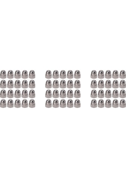 M6 Iplik Çaplı Kubbe Kafası 304 Paslanmaz Çelik Kapak Meşe Palamudu Altıgen Somun 60PCS (Yurt Dışından)