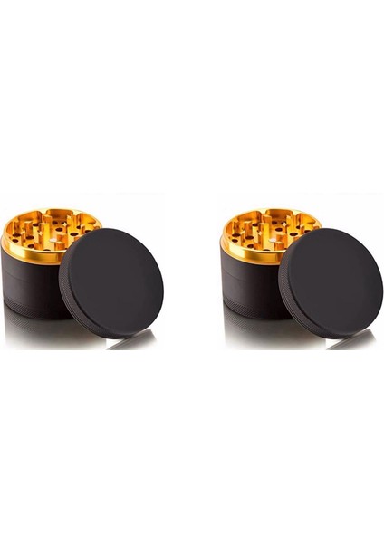 2x Alüminyum Bitki Öğütücü Siyah Kauçuk Boya Altın Renk Içinde - Büyük Kapasite 2 48 Inç (Yurt Dışından)