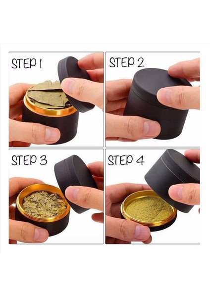 2x Alüminyum Bitki Öğütücü Siyah Kauçuk Boya Altın Renk Içinde - Büyük Kapasite 2 48 Inç (Yurt Dışından) indirimleri