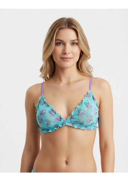 Kadın Transparan Tül Fırfırlı Balensiz Desteksiz Sütyen BB2083 fiyatları