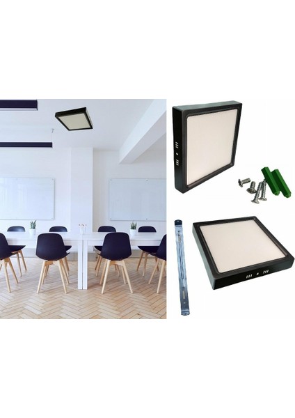 Sıva Üstü Kare LED Armatür Siyah Gövde 18W 6400K Beyaz fiyatları