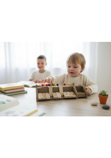 Ahşap Montessori Toplama & Çıkarma Eğitici Abaküs Seti – 1’den 10’a Matematik Öğrenme Oyuncağı