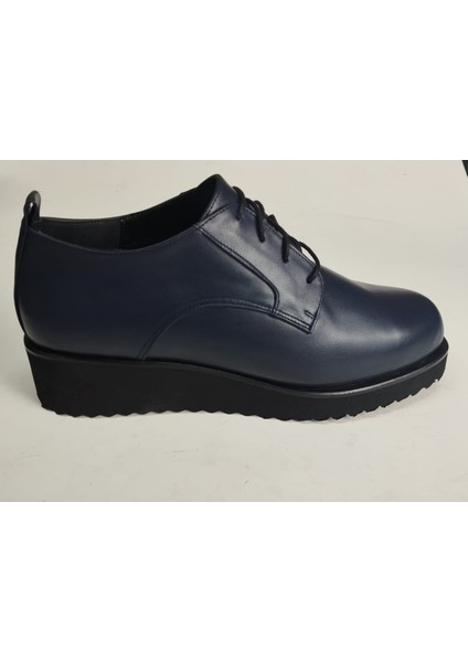 Kadın Hakiki Deri Eva Taban Bağcıklı Lacivert Ayakkabı modelleri