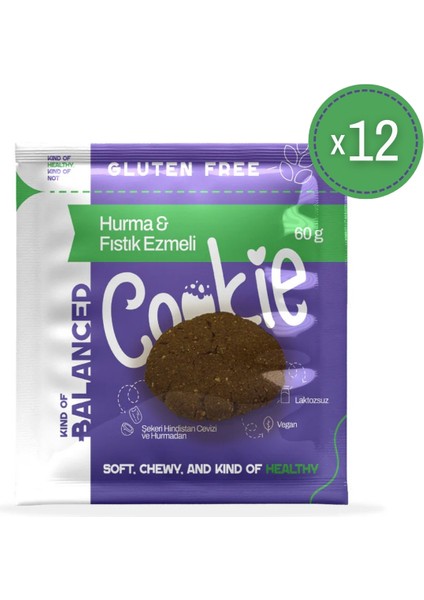 Glütensiz Hurma & Fıstık Ezmeli Cookie 60 gr x 12 Adet