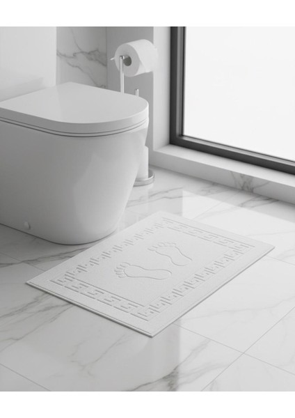 Ayak Paspası %100 Pamuk | Beyaz-Pamuklu-Yumuşak Doku-Desenli-Banyo-Tuvalet fırsatları