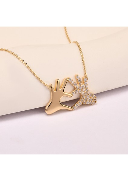 14 Ayar Altın Kalp Eller Kolye, Kız Arkadaşına Hediye Kolye modelleri