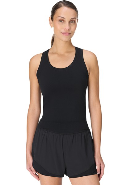 Athlete Crop Seamless Workout Kadın Siyah Fitness Tişört