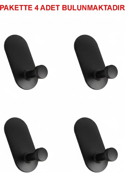 Askılık Yapışkanlı Mantar Oval Tekli Mat Siyah Pakette 4 Adet modelleri