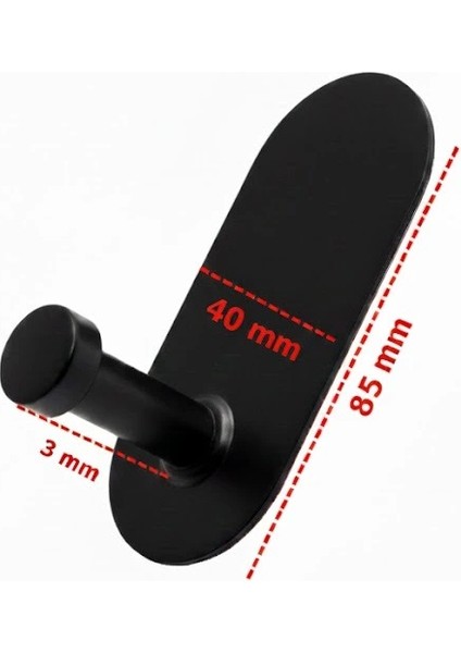 Askılık Yapışkanlı Mantar Oval Tekli Mat Siyah Pakette 4 Adet fırsatları