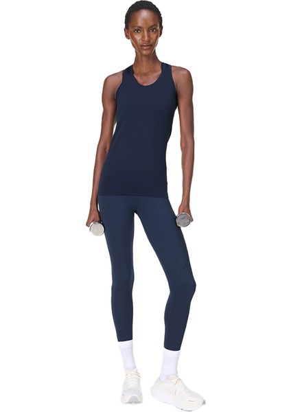 Athlete Seamless Workout Tank Kadın Mavi Fitness Tişört indirimleri