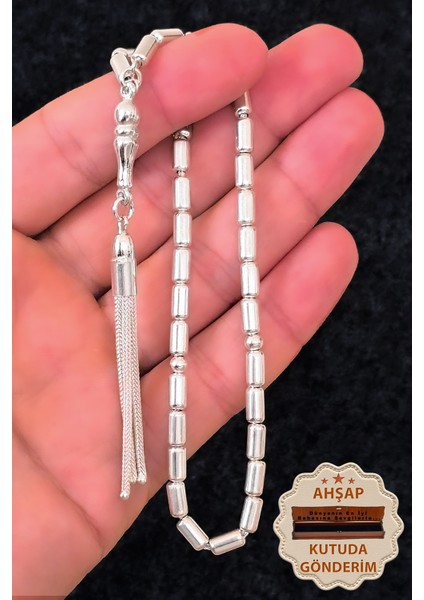 Gümüş Tesbih Kapsül Kesim Erkek Gümüş Tesbih 925 Ayar ST383