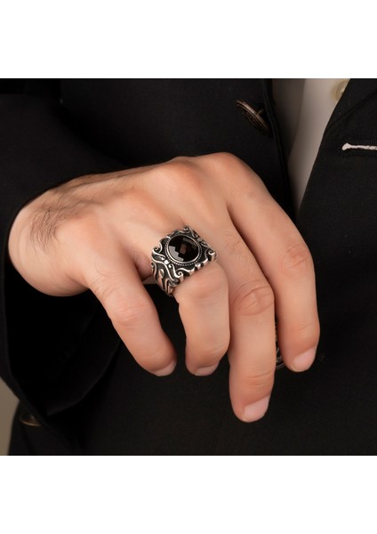 Siyah Zirkon Taşlı Gümüş Yüzük fiyatları