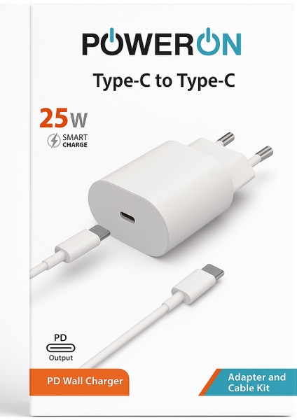 Poweron 25W Type-C To Type-C Şarj Kiti Enerjini Yarım Bırakma