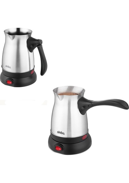Çelik Elektrikli Cezve Türk Kahve Makinesi - 6FİNCAN=500ML 360 Derece Kablosuz Kullanım 600W SCM-2992 (5314)