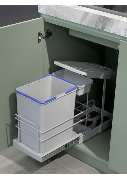 16+1 Lt. Raylı Çöp Kovası Gri