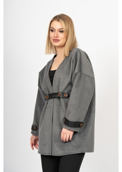 Elitesoft Deri Detaylı Kaşe Kaban Hırka – 2634 fırsatları