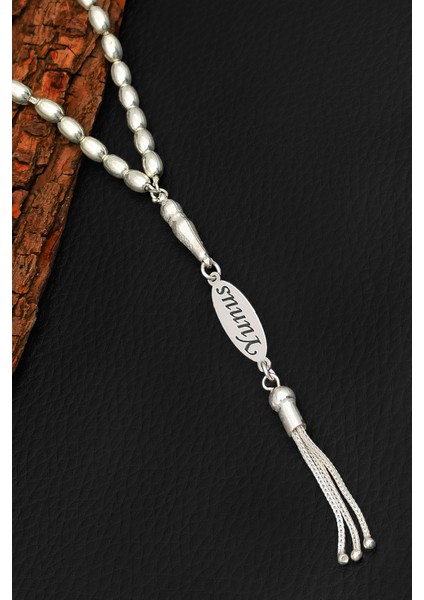 Isimli Gümüş Tesbih Arpa Kesim Isim Yazılan Gümüş Tesbih 925 Ayar ST387 indirimleri