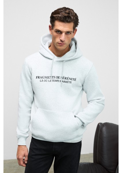 Cornelıus Erkek Önü ve Kolları Baskılı Kapüşonlu Kordonlu Kanguru Cepli Grimelanj Sweatshirt fırsatları