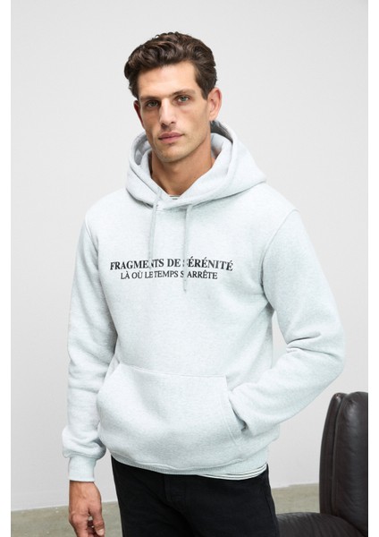 Cornelıus Erkek Önü ve Kolları Baskılı Kapüşonlu Kordonlu Kanguru Cepli Grimelanj Sweatshirt indirimleri