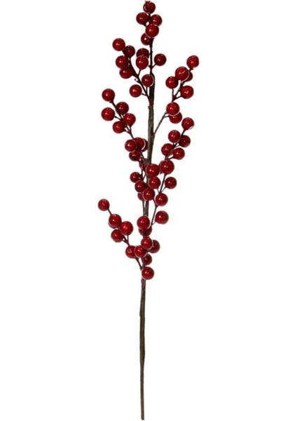 Kırmızı Yapay Berry Dalı 51 Cm, Beyaz Renkli Dekoratif Bitki Parçası modelleri