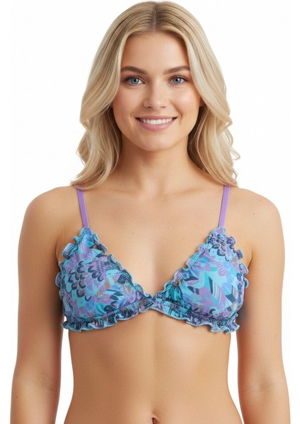 Kadın Transparan Tül Fırfırlı Balensiz Desteksiz Sütyen BB2083 modelleri