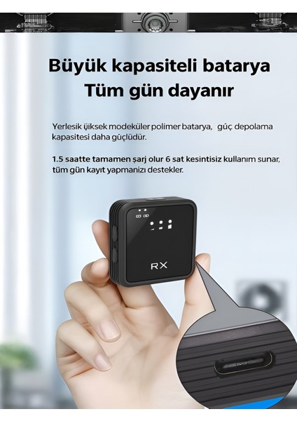 Lightining Type-C Girişli 200MAH Dijital Ekranlı 2.4g Kablosuz Çift Yaka Mikrofonu Pro++ modelleri
