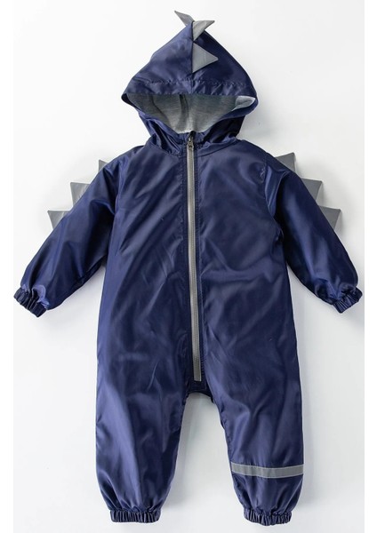 Yeni Sezon Dinozor Dikenli Figürlü Kapüşonlu Pamuk Astarlı Ünisex Bebek&çocuk Yağmurluk Mont Tulum