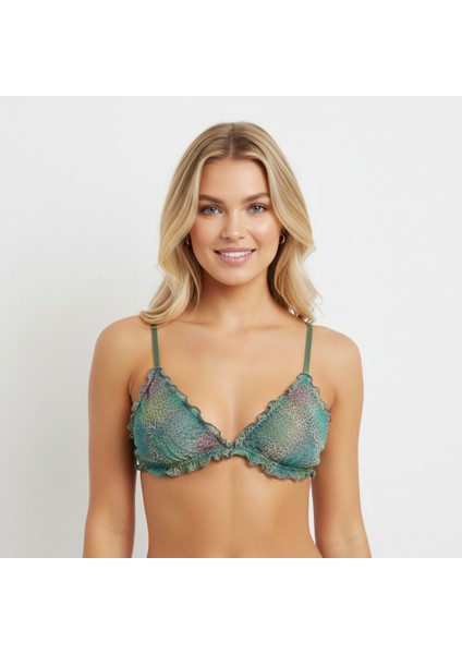 Kadın Transparan Tül Fırfırlı Balensiz Desteksiz Sütyen BB2083