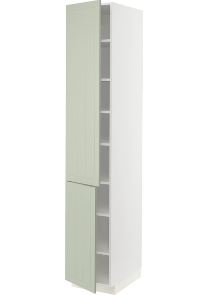 Mutfak Boy Dolabı, Stensund Açık Yeşil, 40X60X220 Cm, 2 Kapaklı ve 6 Raflı