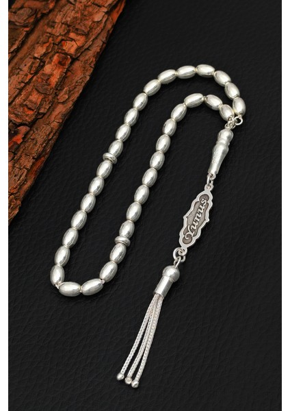 Isimli Gümüş Tesbih Arpa Kesim Kişiye Özel Isim Yazılı Gümüş Tesbih 925 Ayar ST388 fırsatları