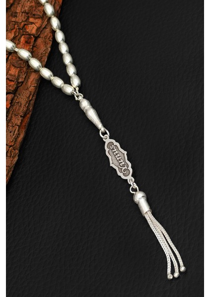 Isimli Gümüş Tesbih Arpa Kesim Kişiye Özel Isim Yazılı Gümüş Tesbih 925 Ayar ST388 indirimleri