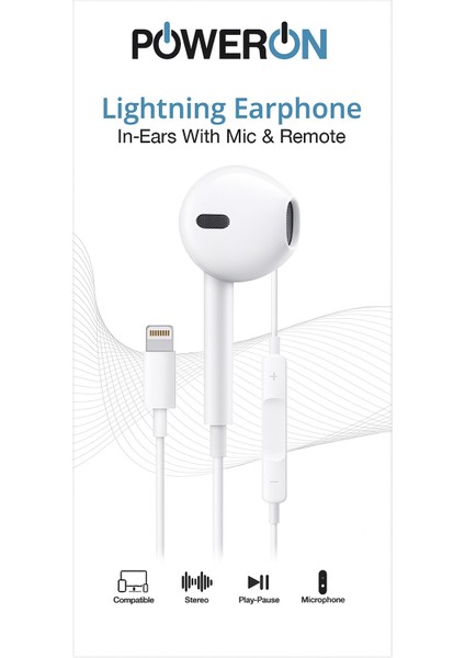 Poweron Lightning Kulaklık Net Ses Akıllı Kontrol Apple’a Yakışan Stil