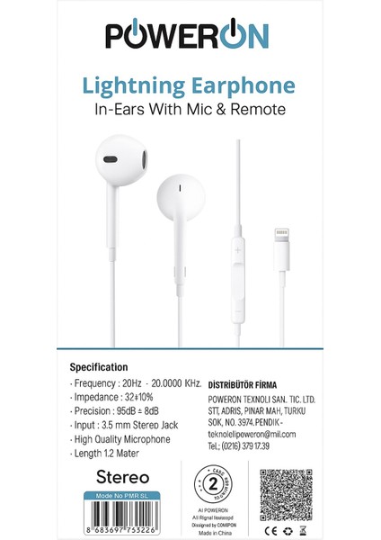 Poweron Lightning Kulaklık Net Ses Akıllı Kontrol Apple’a Yakışan Stil fiyatları