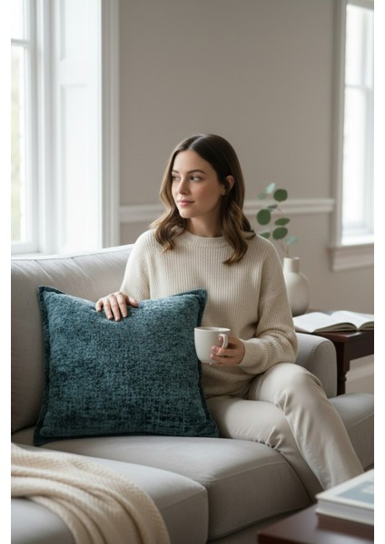 Kırlent İthal Kadife Kumaş - 45X45cm Yumuşak Dokulu Dekoratif Özel Tasarım Kırlent Kılıfı - S07 fiyatları