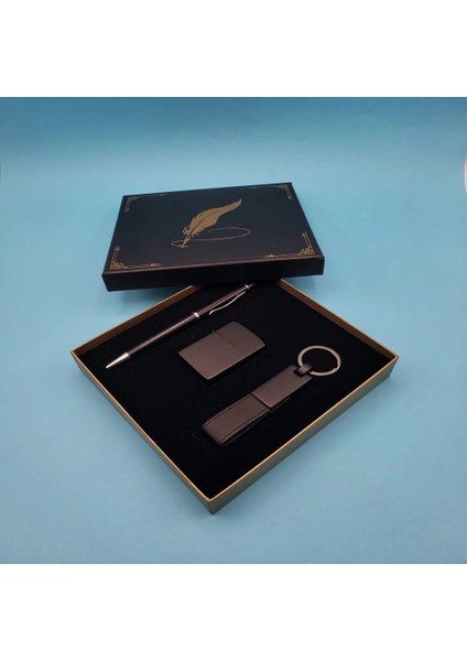 Siyah Anahtarlık Çakmak ve Tükenmez Kalem