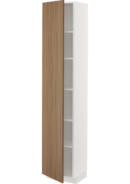 Mutfak Boy Dolabı, Tıstorp Kahverengi Ceviz Görünümlü, 40X37X200 Cm, 1 Kapaklı ve 4 Raflı