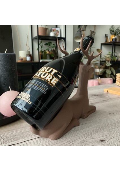 Kahverengi Geyik Şarap Şişesi Tutucu Dekor, Şık ve Fonksiyonel Tasarım fiyatları