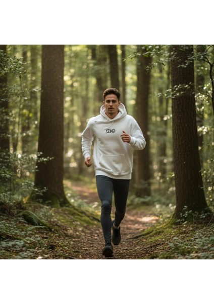 Kurukafa Baskılı Beyaz Kapüşonlu Oversize Hoodie modelleri