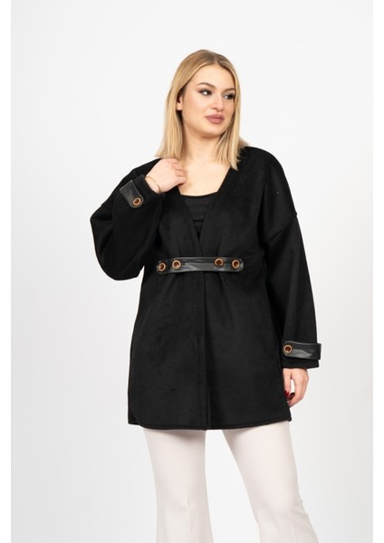 Elitesoft Deri Detaylı Kaşe Kaban Hırka – 2634 fiyatları