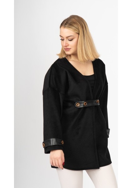 Elitesoft Deri Detaylı Kaşe Kaban Hırka – 2634 fırsatları