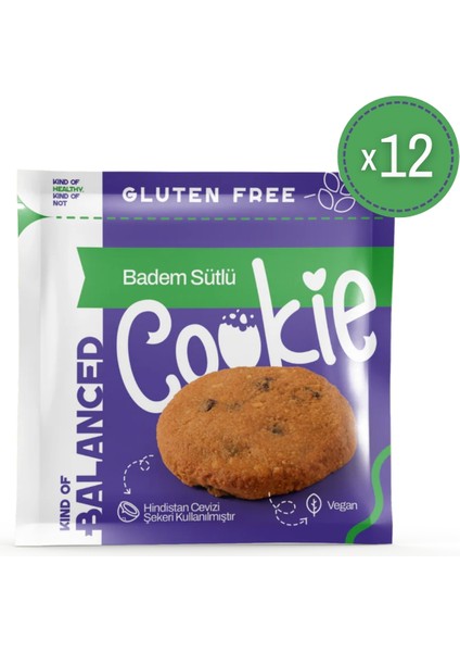 Glütensiz Badem Sütlü Cookie 60 gr x 12 Adet