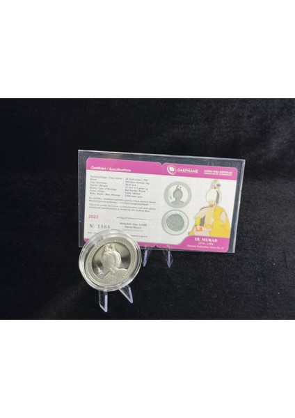 Osmanlı Padişahları Serisi Iıı. Murad 3. Murat Osmanlı Padişahları Serisi No: 12 Gümüş Hatıra Para Çil