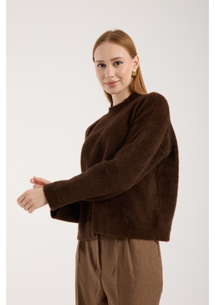 Kadın Acı Kahve Sakal Iplik Yarım Balıkçı Yaka Triko Kazak fırsatları