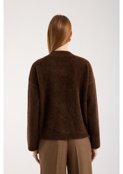 Kadın Acı Kahve Sakal Iplik Yarım Balıkçı Yaka Triko Kazak indirimleri