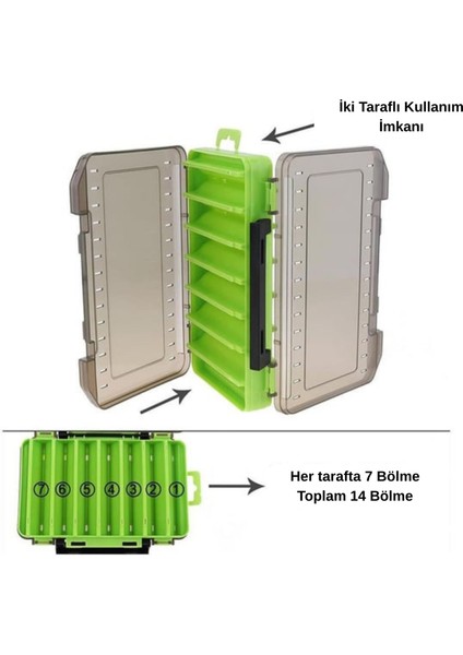 Çift Taraflı Balıkçı Aksesuar Kutusu 🎣 Şeffaf Kapaklı Yem – Jig – İğne Organizeri-Yem Kutusu indirimleri