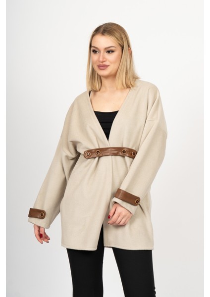 Elitesoft Deri Detaylı Kaşe Kaban Hırka – 2634 fiyatları