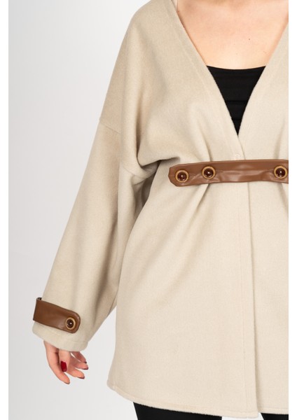 Elitesoft Deri Detaylı Kaşe Kaban Hırka – 2634 fırsatları